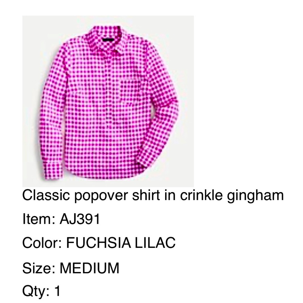 Women’s J. Crew Gingham pullover shirt
